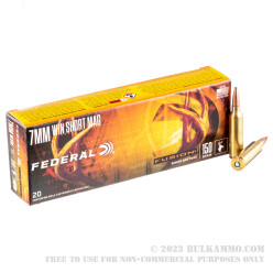 20 Rounds of 7mm Win Short Mag Ammo by Federal - 150gr Fusion