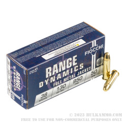 50 Rounds of .38 Spl Ammo by Fiocchi - 130gr FMJ