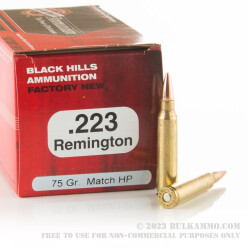 50 Rounds of .223 Ammo by Black Hills Ammunition - 75gr Heavy Match HP