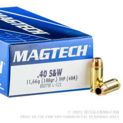 50 Rounds of .40 S&W Ammo by Magtech - 180gr JHP
