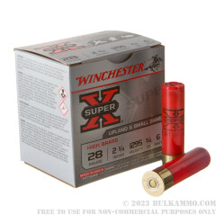 25 Rounds of 28ga Ammo by Winchester Super-X - 2 3/4" 3/4 ounce #6 shot