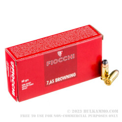 50 Rounds of .32 ACP Ammo by Fiocchi - 60gr SJHP