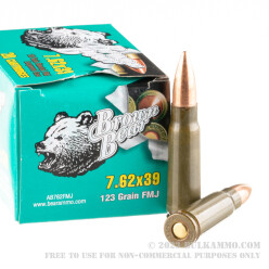 500  Rounds of 7.62x39mm Ammo by Brown Bear - 123gr FMJ