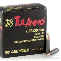 100 Rounds of 7.62x39mm Ammo by Tula - 122gr HP