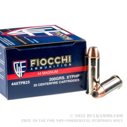 25 Rounds of .44 Mag Ammo by Fiocchi - 200gr JHP XTP