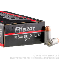 50 Rounds of .40 S&W Ammo by Blazer - 180gr TMJ
