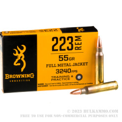 1000 Rounds of .223 Ammo by Browning - 55gr FMJ