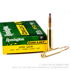 20 Rounds of .270 Win Ammo by Remington - 150gr SP