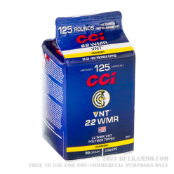 125 Rounds of .22 WMR Ammo by CCI - 30gr VNT