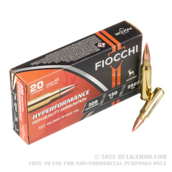 20 Rounds of .308 Win Ammo by Fiocchi Extrema - 150gr SST