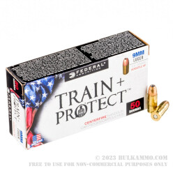 50 Rounds of 9mm Ammo by Federal Train + Protect - 115gr Versatile Hollow Point