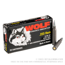1000 Rounds of .223 Rem Ammo by Wolf Performance - 75gr HP