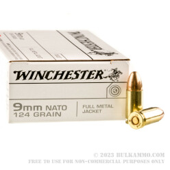 500 Rounds of 9mm NATO Ammo by Winchester - 124gr FMJ