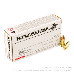 500 Rounds of 9mm NATO Ammo by Winchester - 124gr FMJ