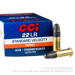 50 Rounds of .22 LR Standard Velocity Ammo by CCI - 40gr LRN