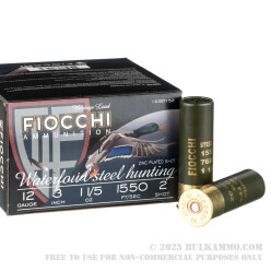 25 Rounds of 12ga Ammo by Fiocchi - 1 1/5 ounce #2 steel shot