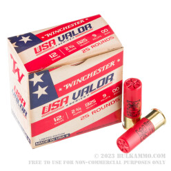 250 Rounds of 12ga Ammo by Winchester USA VALOR - 00 Buck
