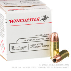 1000 Rounds of 9mm Ammo by Winchester USA - 115gr JHP