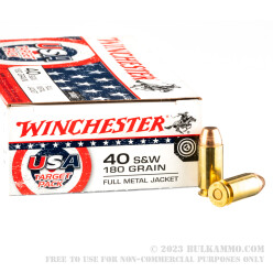 50 Rounds of 40 S&W Ammo by Winchester USA Target Pack - 180gr FMJ