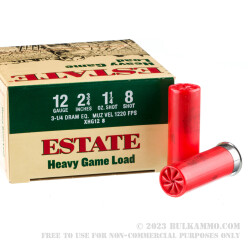 250 Rounds of 12ga Ammo by Estate Heavy Game Load - 1-1/4 ounce #8 shot