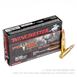 200 Rounds of .308 Win Ammo by Winchester Power Max Bonded - 180gr PHP