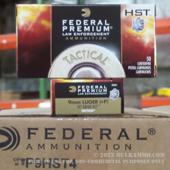 1000 Rounds of 9mm +P Ammo by Federal HST - 147gr JHP