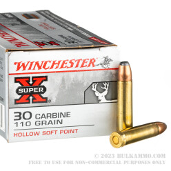 50 Rounds of .30 Carbine Ammo by Winchester Super-X - 110gr HSP