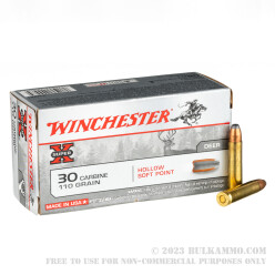 50 Rounds of .30 Carbine Ammo by Winchester Super-X - 110gr HSP