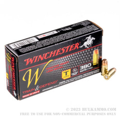 50 Rounds of .380 ACP Ammo by Winchester Train & Defend - 95gr FMJ