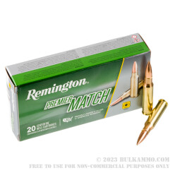 20 Rounds of .308 Win Ammo by Remington - 168gr HPBT MatchKing