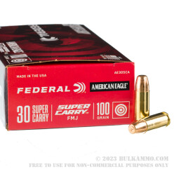 1000 Rounds of .30 Super Carry Ammo by Federal American Eagle - 100gr FMJ