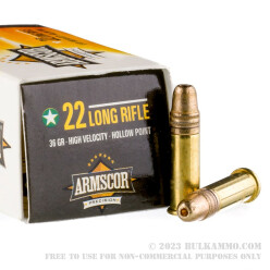500  Rounds of .22 LR Ammo by Armscor - 36gr HP