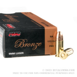 900 Rounds of 9mm Ammo by PMC - 3 Battle Packs - 115gr FMJ