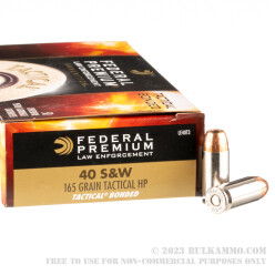 50 Rounds of .40 S&W Tactical Bonded Ammo by Federal LE - 165gr JHP