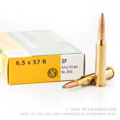 20 Rounds of 6.5x57mm Rimmed Ammo by Sellier & Bellot - 131gr SP