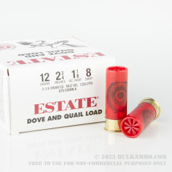 250 Rounds of 12ga Ammo by Estate Cartridge - 1 1/8 ounce #8 Shot