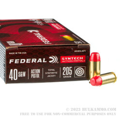 500 Rounds of .40 S&W Ammo by Federal Syntech Action Pistol - 205gr Total Synthetic Jacket
