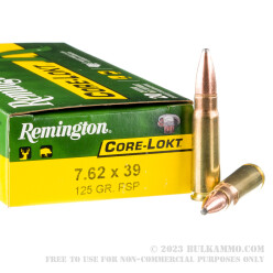 200 Rounds of 7.62x39 Ammo by Remington Core-Lokt - 125gr PSP