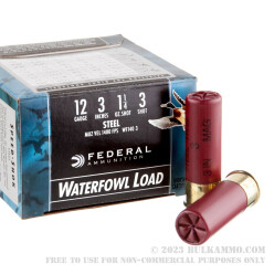 250 Rounds of 12ga Ammo by Federal Speed-Shok - 1 1/4 ounce #3 Shot (Steel)