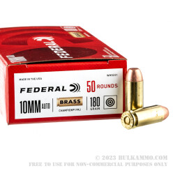 1000 Rounds of 10mm Ammo by Federal Champion- 180gr FMJ