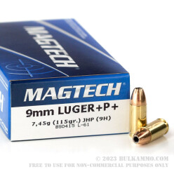 50 Rounds of 9mm Ammo by Magtech - 115gr +P+ JHP