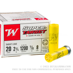 25 Rounds of 20ga - 2-3/4" - Ammo by Winchester - 7/8 ounce - #8 shot - Super Target