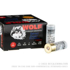 250 Rounds of 12ga Ammo by Wolf Target Sport - 1 ounce #8 shot