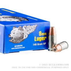 500  Rounds of 9mm Ammo by Silver Bear - 145gr HP