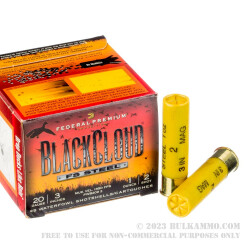 25 Rounds of 20ga 3" Ammo by Federal BlackCloud - 1 ounce #2 Shot