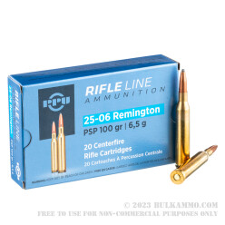 20 Rounds of 25-06 Remington Ammo by Prvi Partizan - 100gr Soft Point
