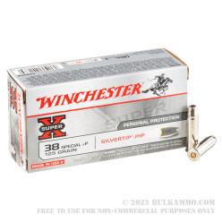 50 Rounds of .38 Spl Ammo by Winchester SilverTip - +P 125gr JHP