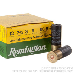 25 Rounds of 12ga Ammo by Remington LE - Reduced Recoil - 00 Buck - 9 Pellet