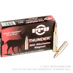 20 Rounds of .300 Win Mag Ammo by Prvi Partizan Bullet Thunder - 170gr PSP