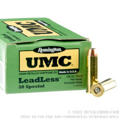500  Rounds of .38 Spl Ammo by Remington UMC - Leadless - 125gr FNEB